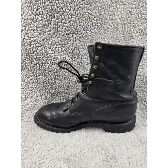 Justin 763 Men's Double Comfort Collection Black Leather Work Boots‎ sz 12 B